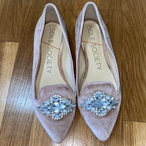 Sole Society Shoes Velvet Solibry Jeweled Flats Poshmark
